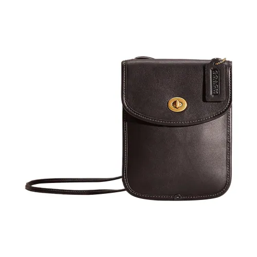 COACH Turnlock Перчаточная дубленая кожа Сумка через плечо Мини Женская Черная