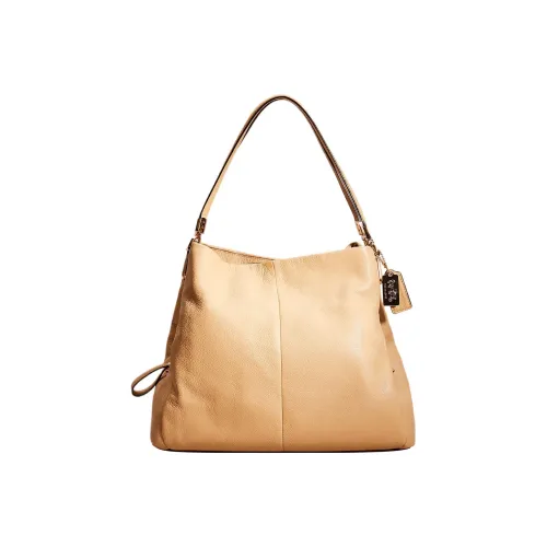 COACH Phoebe Кожа Хобо Сумка Сумка Сумка через плечо Большая Женская Бежевая Желтая