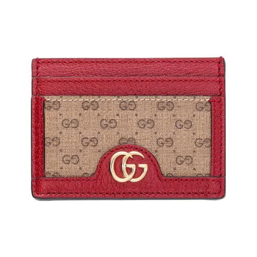 GUCCI Doraemon Collaboration Холст с кожей Картхолдер Унисекс Эбеновый Красный