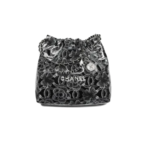 CHANEL Телячья кожа Ведрообразная сумка Сумка через плечо Сумка для женщин Черный Белый