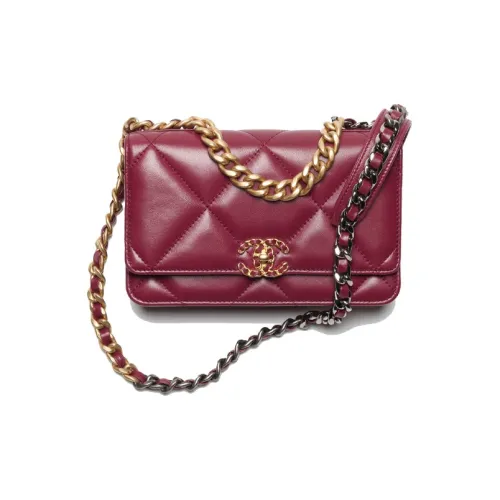 CHANEL 19Bag Яркий цвет овечья кожа кошелек сумка через плечо женский бордовый