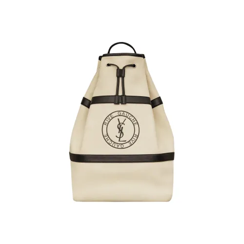 SAINT LAURENT Rive Gauche Телячья кожа Сумка через плечо Мужская Бежевая Белая Черная