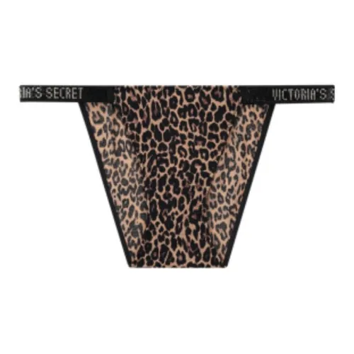 Victoria's Secret Черный Стринг с Леопардовым Принтом для Женщин