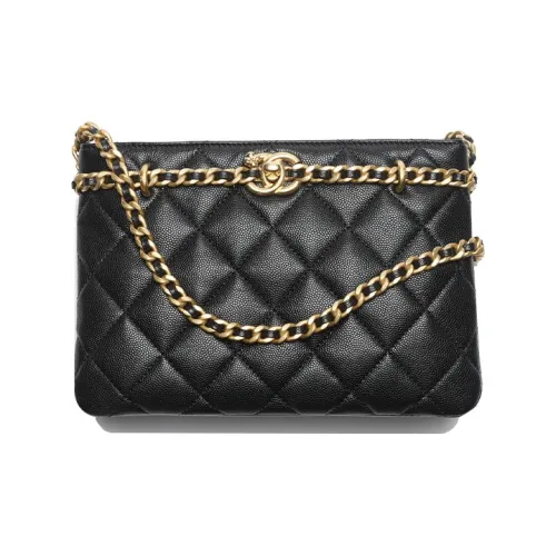 CHANEL Икорный Телячья кожа Сумка для покупок Сумка через плечо Маленькая Женская Черная