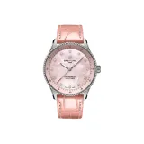 Розовый циферблат часов