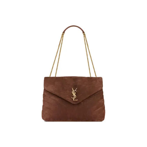 SAINT LAURENT LOULOU Замша And Телячья кожа Сумка на плечо Женская Коричнево-кофейная