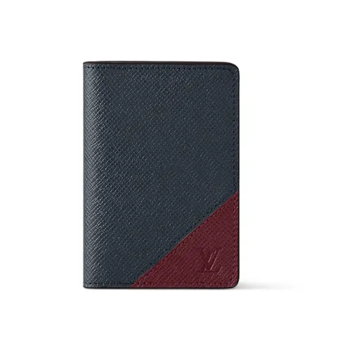 LOUIS VUITTON Pocket Organizer Taiga Кожа Кошелек Стандартный Мужской Полуночь Синий Кленовый Красный