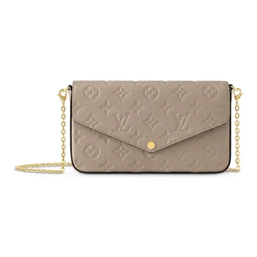 LOUIS VUITTON Pochette Felicie Тисненая Мягкая Коровья Кожа 3 в 1 Сумка через плечо Сумка на плечо Стандартная Женская Серый