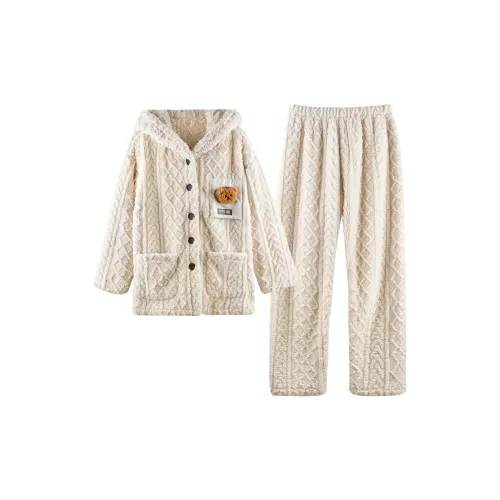 Q'NIANMA Бежевый Абрикосовый Женский Пижамный Комплект