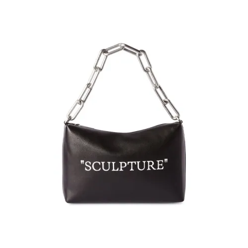 Off Белый Телячья кожа Одно плечо Сумка Женские Черный