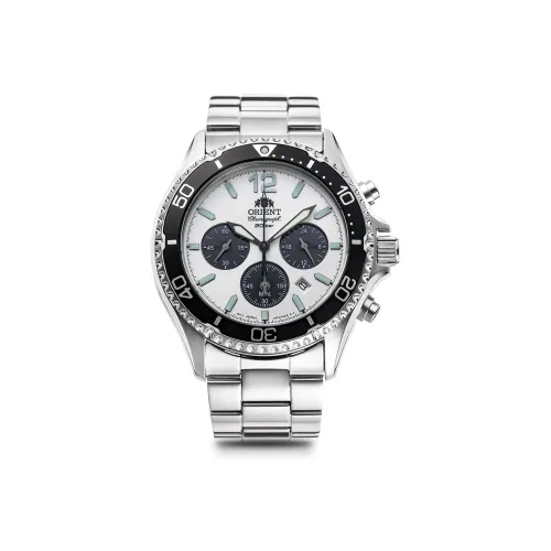 ORIENT Светильник Кварцевый механизм Нержавеющая сталь Ремешок Часы Мужские Белый циферблат