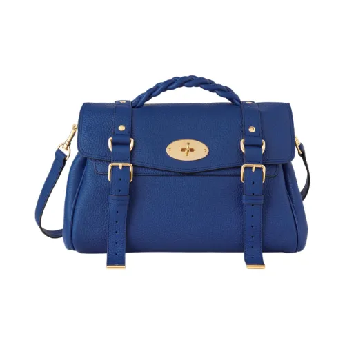 Mulberry Alexa Коровья кожа крупнозернистая Сумка через плечо Сумка Обычная Женская Синяя