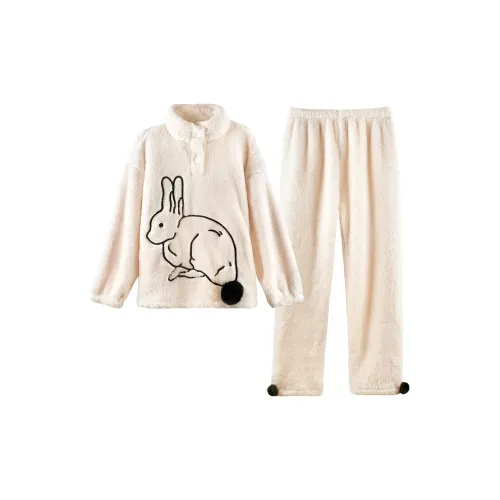 Q'NIANMA Бежевый Абрикосовый Женский Пижамный Комплект