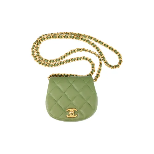 CHANEL Сумка из коровьей кожи с купольной формой седельная сумка сумка через плечо женский авокадо-зеленый