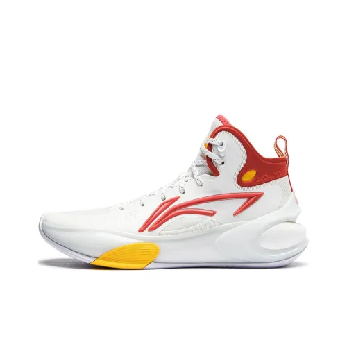 LINING YuShuai 17 Устойчивый к истиранию MID Топ Баскетбольные кроссовки Мужской Белый Красный