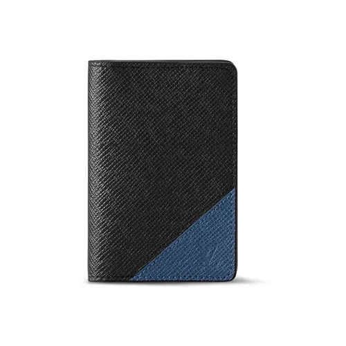 LOUIS VUITTON TAïGA Кошелек из коровьей кожи стандартный мужской черный павлиний синий