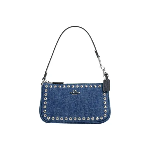 COACH Nolita Denim с утонченной кожей сумка на плечо сумка через плечо женская джинсовый синий