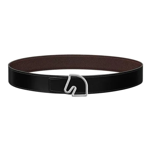 HERMES Телячья кожа Кожаные ремни Мужской Черный 3,8 см