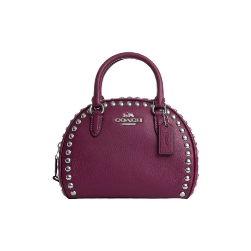 COACH Sydney Утонченный Каменная Кожа Купольная Сумка Маленькая Женская Темная Ягода