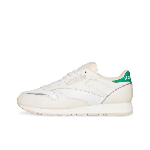 Reebok Classic Leather Устойчивые к истиранию Низкие Кроссовки для скейтбординга Мужские Белые Зеленые