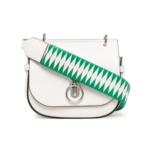 Mulberry Кожа Плечевая Сумка Маленькая Женская Белая и Ярко-Зеленая