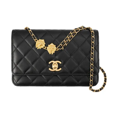 CHANEL WOC Lambskin Сумка через плечо Сумка через плечо Сумка для плеч Женская Черная