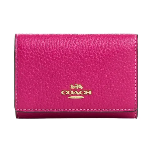 COACH Micro Pebble Кожа Монета Кошелек Кошелек Стандартный Женский Вишневый Красный