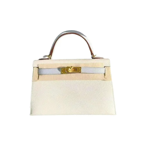 HERMES Mini Kelly 2nd Generation Эпсомская кожа Kelly Сумка Женская Milkshake Белый Glacier Blue