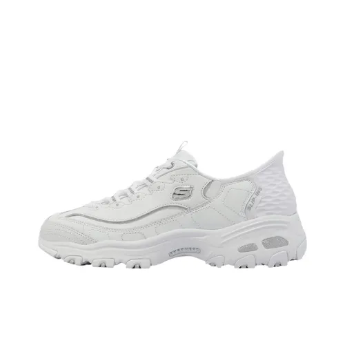 Skechers D'LITES 1,0 Износостойкий и Легкий Низкий Топ Кэжуал Женские Белые