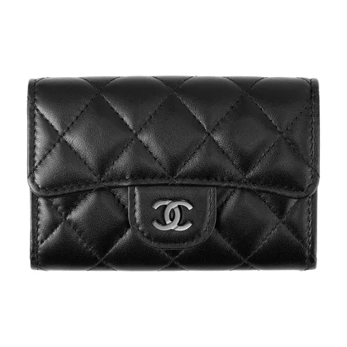 CHANEL Кошелек из овечьей кожи женский черный