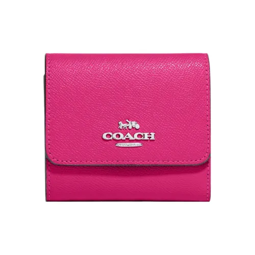 COACH Трехсекционный кошелек Крест Кожа Монета Кошелек Кошелек Стандартный Женский Вишневый Красный