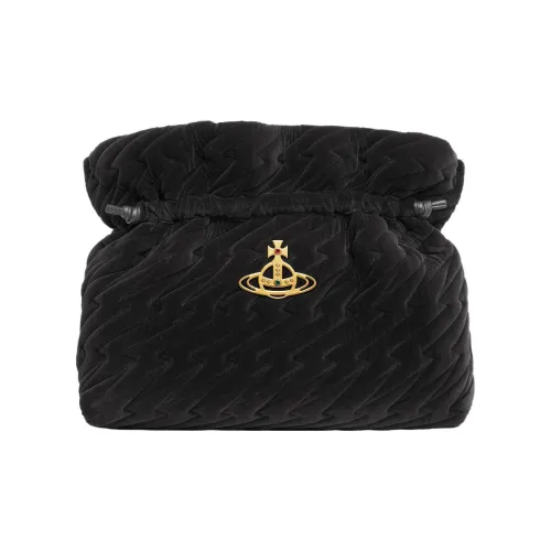 Vivienne Westwood Eva Series Cotton Fur Clutch Large Women's Black Вивьен Вествуд Eva Series Хлопковый ворс Клатч Большой Женские Черный