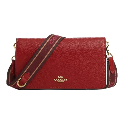 COACH Anna Pebble Кожа Конверт Сумка Клатч Сумка через плечо Маленькая Женская Красная