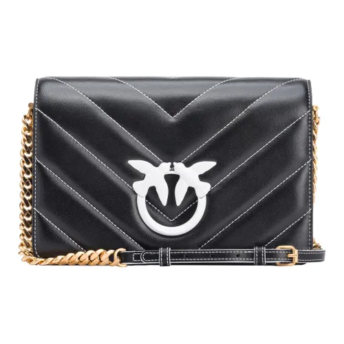 PINKO Love Bag Sheepskin Корова Кожа Маленькая Квадратная Сумка Сумка Сумка через плечо Женская Черная