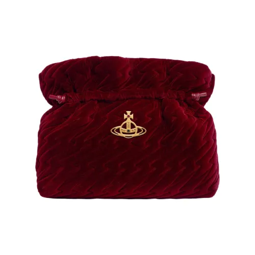 Vivienne Westwood Eva Series Cotton Fur Clutch Large Women's Burgundy