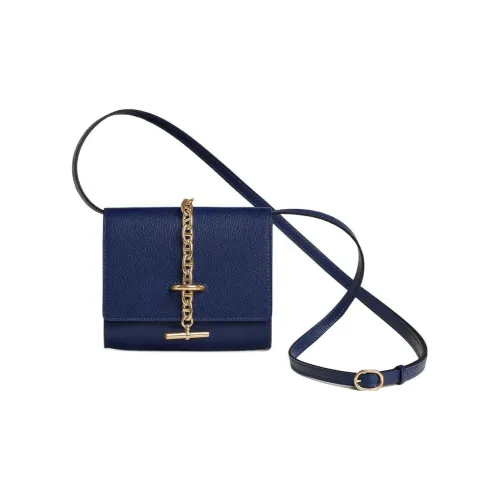 HERMES Chamkila шевро через плечо кошелек женский 73 BLEU Saphir сапфирово-синий