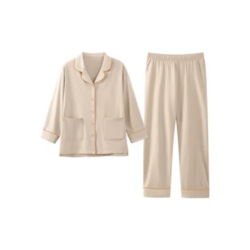 JINGYUN Deep Pajama 60 Пижамный комплект Осенний Женский Moon Белый