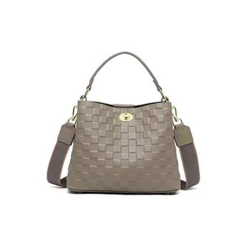 Espin Корова Кожа Сумка Сумка-ведро Сумка через плечо Средняя Женская Хаки Перламутрово-синий Экрю Черный