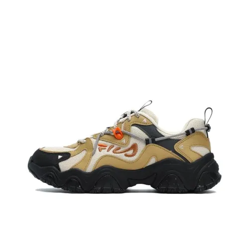 FILA Fluid 4 Износостойкий и Легкий Низкий Топ Толстая Подошва Кроссовки Женские Бежево-Желтые