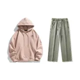 Комплект одежды (Розовый свитшот + грязно-желтые джинсы с эффектом вымытого)