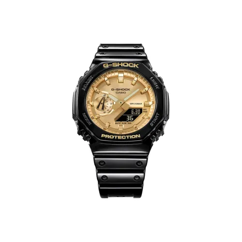 CASIO г Shock X Gold и Silver Octagon Collection Кварцевый механизм Смольный ремешок Часы Унисекс Серебристый циферблат