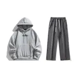 Комплект одежды (Свитшот серого цвета Фотиния + Черные и серые джинсы с эффектом вымытого)