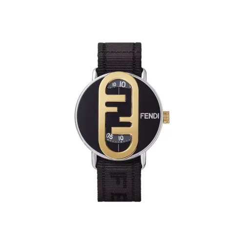 FENDI O'Lock Round Collection Наручные часы Кварцевый механизм Нейлоновый ремешок 42 мм Черный циферблат Мужские часы FOW977AHPSF0QT6