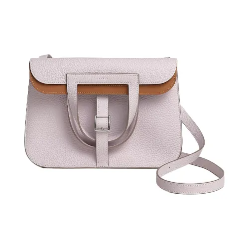 HERMES Halzan Clemence Bullock Кожа Сумка Сумка через плечо Сумка через плечо Женская Розовая Коричневая