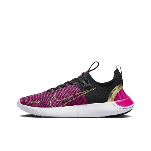 Nike Free RN Дышащие Низкие Кроссовки для Бега Женские Красные Черные