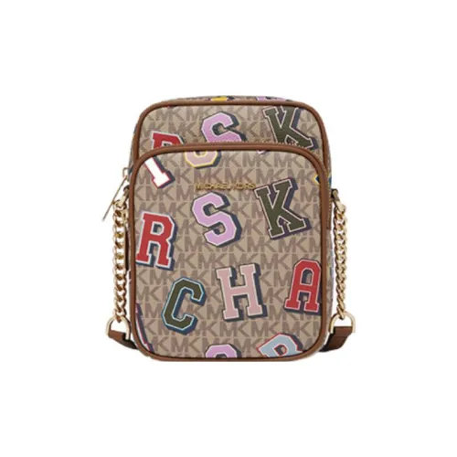 MICHAEL KORS Jet Set Travel Искусственная кожа Сумка через плечо Средняя Женская Коричневый Многоцветный