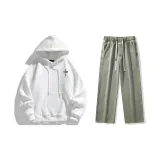 Комплект одежды (Белый свитшот + грязно-желтые джинсы с эффектом вымытого)