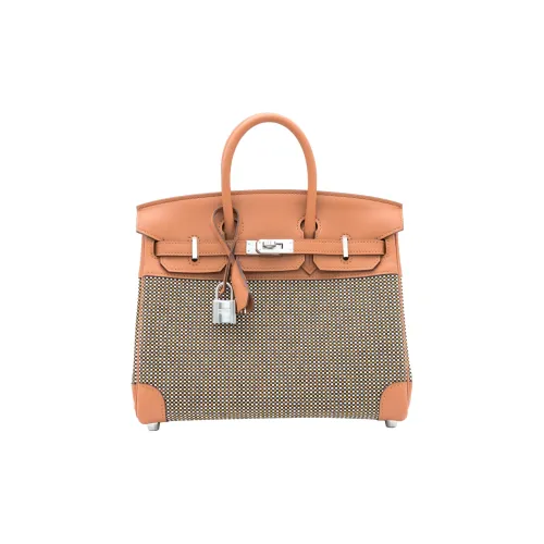 HERMES Birkin Canvas Swift Leather Birkin Bag Women's Gold Brown