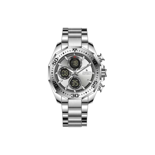 CHARLOTTE RAFFAELLI Мужские часы с кварцевым механизмом Quartz Edge Trend Series, 42,5 мм*42,5 мм*15 мм, серебряные