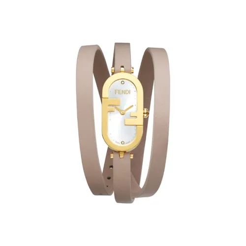 FENDI O'Lock Vertical Collection Наручные часы Кварцевый механизм Коровья кожа Ремешок Серебристый циферблат Женские часы